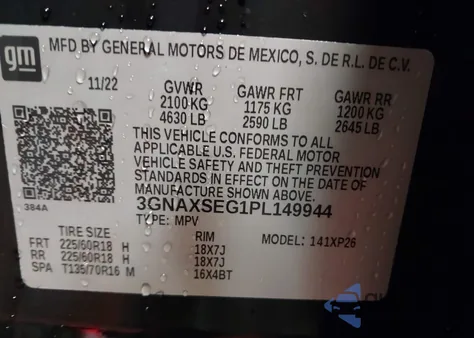 2023 Chevrolet Equinox Awd Ls from USA, damaged, VIN 3GNAXSEG1PL149944